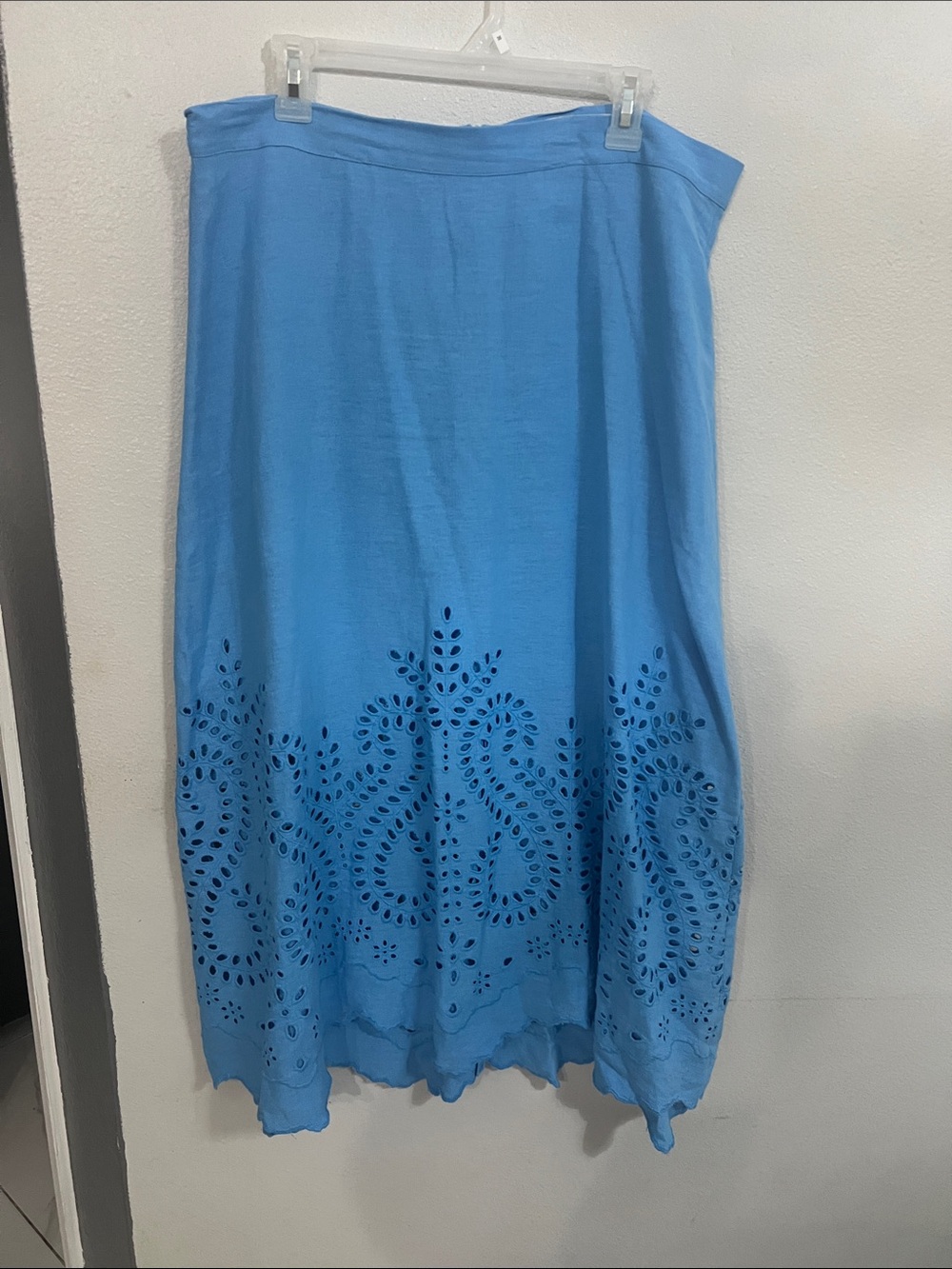 Zara Sky Blue Eyelet Maxi Skirt